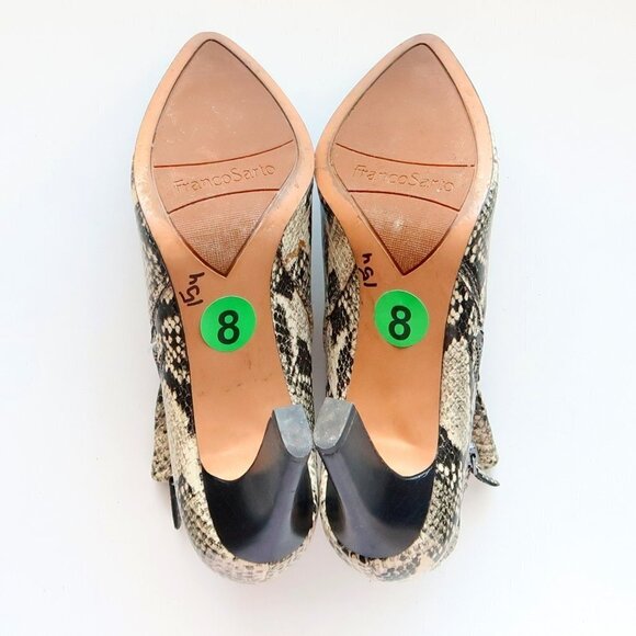 Franco Sarto Snakeskin Embossed Leather Heeled Ankle Boots Booties Size 8 - Picture 7 of 16